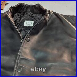 $2399 MCM Leather Jacket Black &White Custom Piece Bomber Genuine Leather Jacket