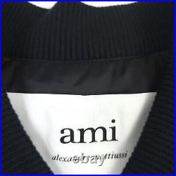 $745 AMI Heart Logo Full Zip Black Bomber Jacket Mens Size Medium
