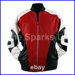 8 Ball Pool David Puddy Cosplay Leather Jacket Mens Bomber Letterman Jacket