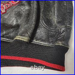 90s AVIREX KING CASINO All Leather Stadium Jacket Leather Cards Vintage Bomber
