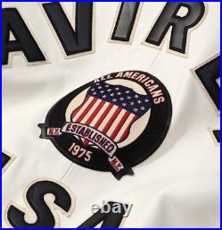 AVIREX Mens Bomber Jacket American Flight Basket Ball BLOCK COLOR Leather Jacket