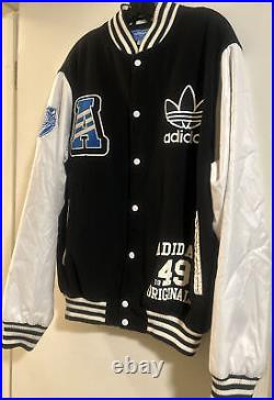 Adidas Bomber Logo Jacket Rare Black Men Bomber XL 1949 Adidas