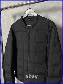 Armani Jeans Full Zip Black Logo Puffer Down Men's Bomber Jacket Size XL