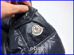 Auth Men's MONCLER Zin Maya Blue Down Puffer Logo Bomber Jacket 5