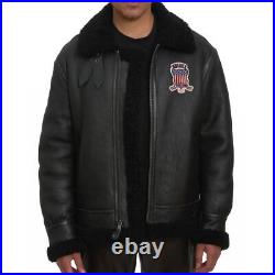 Avirex icon Black USA B3 Shearling Bomber Leather Jacket Real Leather Jacket