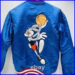 Bomber Jacket Size Small Tunesquad Bugs Bunny Satin Blue Logo Headgear Classics