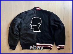 Brian Dead Split Varsity Bomber Jacket Size L Back Logo Patch Reversible Quilted