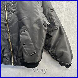 CLOAK Clothing Bomber Jacket Mens Large Black Full Zip Logo Casual Adult