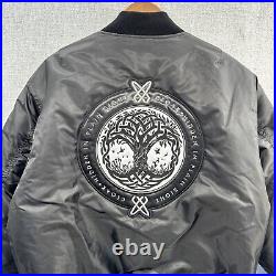 CLOAK Clothing Bomber Jacket Mens Large Black Full Zip Logo Casual Adult