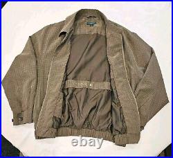 CROCoDILE Brand Luxury Bomber Jacket Men's LARGE Light Brown Zip Up 6 Pockets