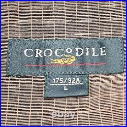 CROCoDILE Brand Luxury Bomber Jacket Men's LARGE Light Brown Zip Up 6 Pockets