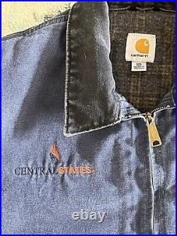 Carhartt Detroit Jacket Mens 3XL Tall J97DPB Blanket lined workwear Blue Canvas