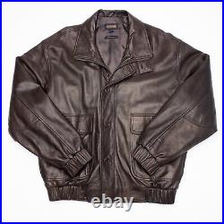 Coach Leather Bomber Jacket Men's Medium Long Sleeve Full Zip Brown Designer