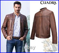 Cuadra brown casual lambskin leather jacket for men