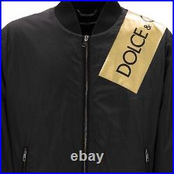 DOLCE & GABBANA DG Gold Logo Padded Zip Bomber Jacket Black IT 56 2XL 13729