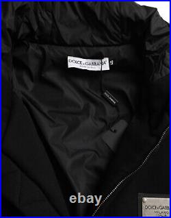 DOLCE & GABBANA Jacket Black Cotton Hooded Logo Bomber Men IT46/US36/S 1950usd