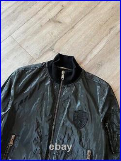 DOLCE & GABBANA Jacket Bomber D&G Logo Black Nylon Metal Men's Size 48(M)