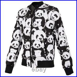 DOLCE & GABBANA Panda Printed Bomber Jacket DG Logo Black White 09728