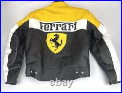 Ferrai Multi Coloured Leather Motorcycle jacket Men Rare Racing Motorbike Jacket