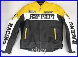 Ferrai Multi Coloured Leather Motorcycle jacket Men Rare Racing Motorbike Jacket