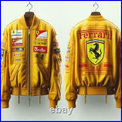 Ferrari Racing Jacket Vintage Yellow Nascar Bomber F1 Ferrari Jacket