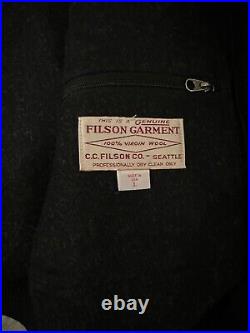 Filson Duwamish Charcoal Black Mens Full Zip Wool Mackinaw Bomber Jacket Large