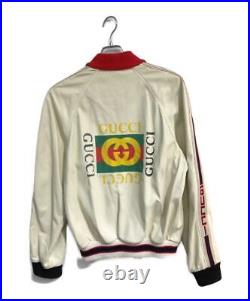 GUCCI Logo Brogue Leather Bomber Jacket 497399 Size 48 Men's Authentic