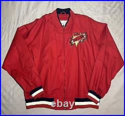 Guess Georges Marciano 80's Striped Red Bomber Jacket Size M USA Back Logo