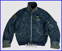 HOT Men SCHOTT FLYER'S CWU-R PATCHED BOMBER MILITARY FLIGHT LINED BLUE Jacket XL