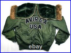 HOT Men's AVIREX JACKET FLYER'S @ N-2B BOMBER FUR HOODED MILITARY FLIGHT GREEN M