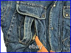 HOT VTG 90's Men's LEVI'S @ BOMBER LINED LEATHER Collar ZIP Denim JACKET Jeans L