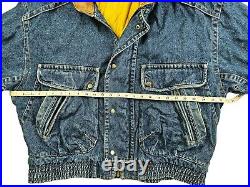 HOT VTG 90's Men's LEVI'S @ BOMBER LINED LEATHER Collar ZIP Denim JACKET Jeans L