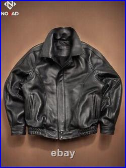 Handmade Men's Genuine Lambskin Leather Bomber Jacket
