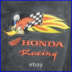 Honda Racing Jacket Mens Large Black Woody Woodpecker Motorcycle Biker Rider