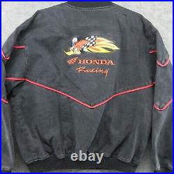 Honda Racing Jacket Mens Large Black Woody Woodpecker Motorcycle Biker Rider