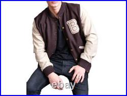Hotline Miami Fashion Payday 2 Mens Wool Varsity Letterman Bomber Jacket B Logo