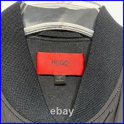 Hugo Boss Boris Jacket Mens sz Medium Tapped Logo Arm Detail Black Snap Bomber