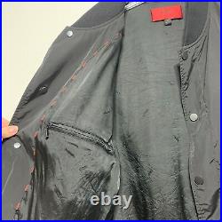 Hugo Boss Boris Jacket Mens sz Medium Tapped Logo Arm Detail Black Snap Bomber
