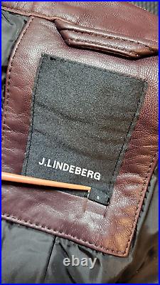 J. LINDEBERG sz S NATURAL REAL LEATHER JACKET BOMBER LUXURY BRAND FULL ZIP BIKER