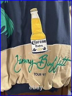 Jimmy Buffett'97 Tour Jacket Vintage Corona Leather Collar Embroidered Logo 2XL