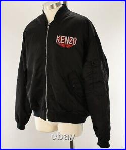 KENZO Mens Black 3D LOGO PATCH Flight Bomber Jacket XXL Waterproof NWT