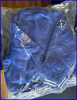Kith for the NFL New York Giants Satin Bomber Jacket Blue KHM010427-412 Size XL