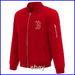 MLB Boston Red Sox Lightweight Nylon Bomber Jacket Embroidered Logo Red