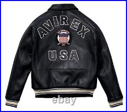 Men's Avi Red & Black Real Bomber American Flight Jacket Leather Jacket