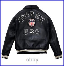 Men's Avirex Real Leather Bomber Jacket American Flight Real Leather Jacket
