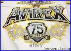 Men's Avirex Yellow Cowhide Leather Jacket Aviator's 75 Kings Bomber Jacket