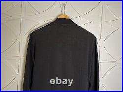 Men's Balmain Bomber Athletic Zip Jacket Logo Arm Stripe Black Size Medium