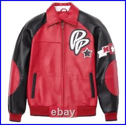 Men's Classic Pelle Pelle Soda Club Red And Black Real Leather Jacket