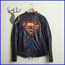Men's Handmade Genuine Leather Bomber Jacket Superman Jacket