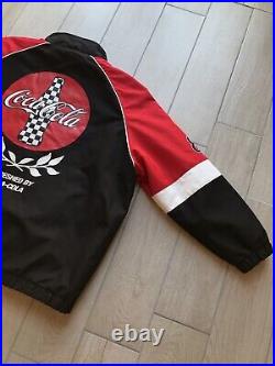 Men's L/52, Y2K Coca Cola Racer Embroidered Logos Oversize Buttoned Bomber Jacket
